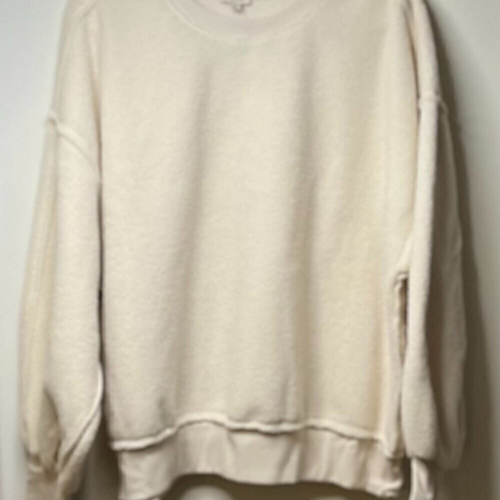 Pilcro Slouchy Crew-Neck Sweatshirt in Ivory Size XL - Picture 7 of 10